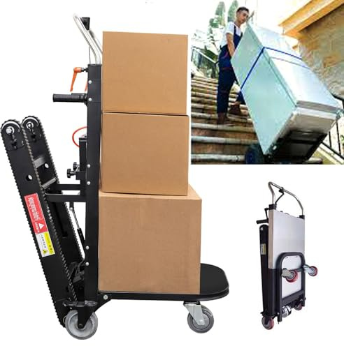 Chariot électrique pour monter les escaliers | Diables alimentés par batterie avec charge maximale de 500kg, réglable à 3 vitesses, Chenille d'escalade pliante pour déplacer des meubles lourds