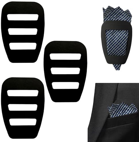 Zernblend 3 Pack Einstecktuchhalter Set für Herren, vorgefaltet, Halterung für Einstecktücher, Taschentuchhalter für Herrenanzüge, Smoking und Anzüge