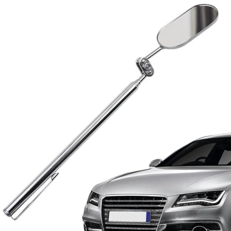 Specchio Di Ispezione Meccanico Con LED - Specchio Telescopico Girevole | Specchio Di Ispezione Ellittico In Acciaio Inossidabile, Specchio Diagnostico Per Officina, Specchio Di Riparazione Flessibile