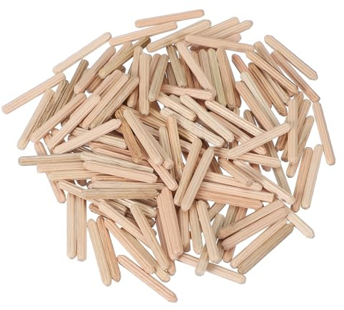 PATIKIL Träpluggar stift 4 mm x 30 mm (5/32 tum x 1-3/16 tum) raka trästavar för hantverksmöbler gör-det-själv träräfflade träpluggar 150