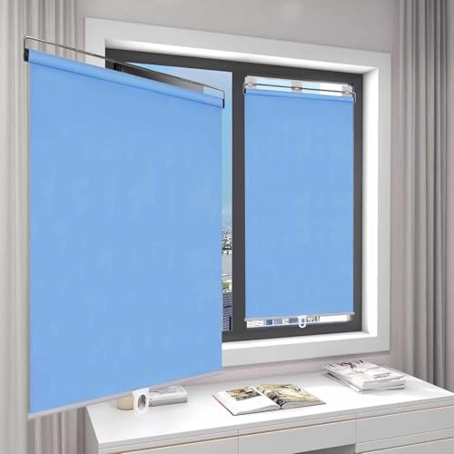 Estor enrollable con sistema de resorte, persianas enrollables retráctiles de 60 x 150 cm, persianas de aislamiento temporales portátiles, persianas opacas sin taladrar, color blanco, 61 x 150 cm