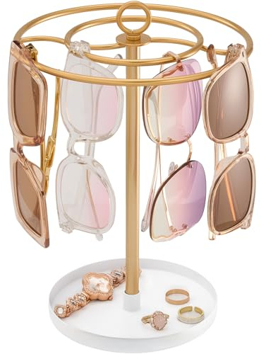 ProCase soporte giratorio de 360°, almacenamiento para múltiples gafas, organizador para hasta 20 gafas de sol, dorado