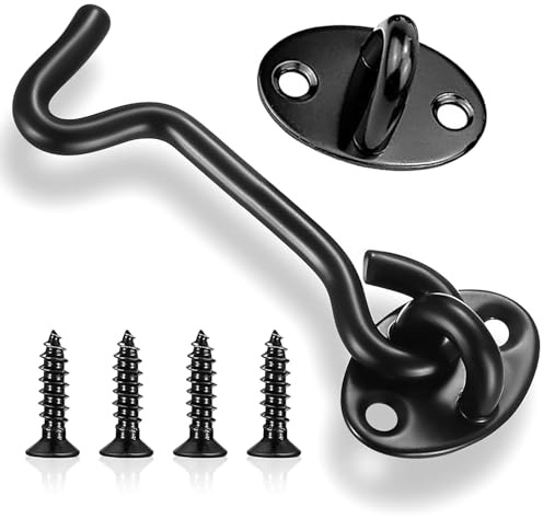 Litensh Gancio per porta fienile, gancio e chiavistello con occhiello, ganci per cabina e chiusura ad occhiello, gancio per finestra girevole per porta scorrevole, camera da letto, bagno, finestre