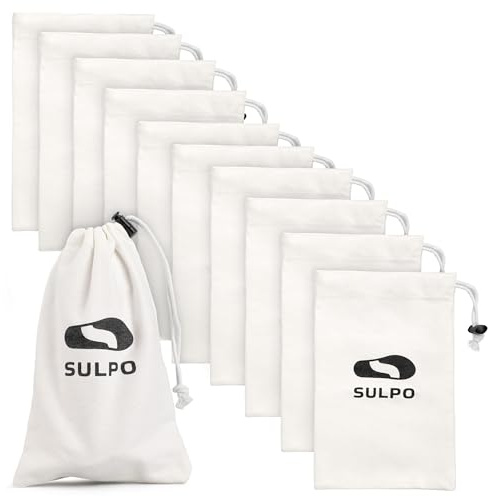 SULPO Sac à chaussures de voyage - Sac à chaussures en coton, sac de voyage pour chaussures - respirant, durable et réutilisable, 5 paires, L