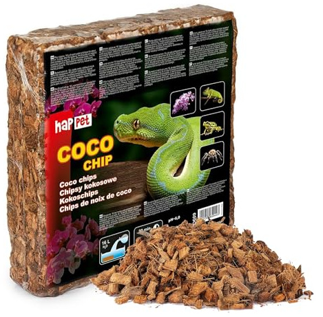 Happet Kokoschips Substrat 2 kg – grobes Kokossubstrat für Terrarium, nach dem Aufquellen bis zu 36 L, für Reptilien, Amphibien, Spinnentiere und Tropische Pflanzen