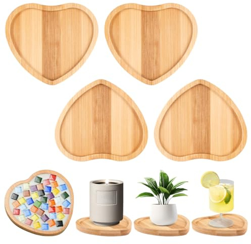 4 st bambu mosaik underlägg, bambu underlägg, mosaik underlägg i bas, porslin mosaik underlägg, ljusunderlägg, för växter muggar