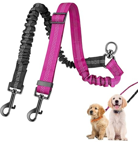 Iirlvior Guinzaglio doppio per 2 cani, guinzaglio regolabile 2 in 1, telescopico, doppio guinzaglio girevole a 360°, non aggrovigliato, può eseguire 2 cani contemporaneamente, per cani di piccola