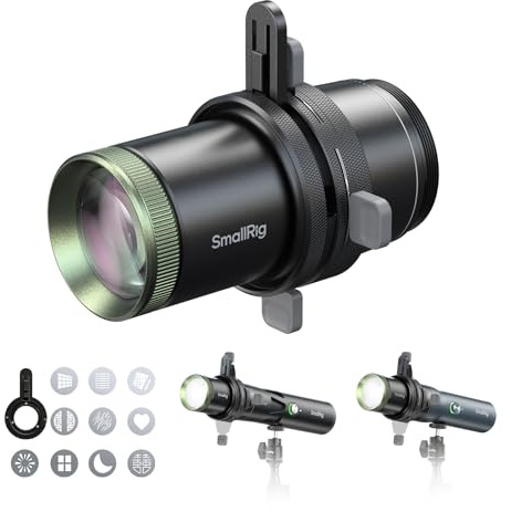 SMALLRIG Foco SP Air, Lente de proyección óptica de 36°, 4X de Brillo, obturadores de Encuadre Integrados y 10 gobos metálicos, Accesorio de fotografía Tipo snoot Solo para Linterna RF 10C/20C - 6376