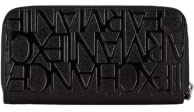 Armani Exchange Damen Wristlet Round Zip Handgelenkstasche Schwarz (Nero - Black)