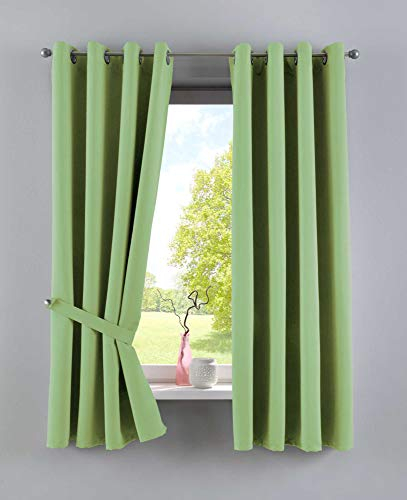Gardinenbox Vorhänge Blickdicht »Newyork« Grün HxB 160x140 cm 2er-Pack Thermo-Gardinen Verdunkelungsvorhang Blackout Ösen schalldämmend ÖKOTEX UV-Schutz Raffhalter, 201920600-2