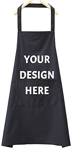 Personalized Kitchen Apron Custom Your Design Text Logo Women Men Aprons, Black, One size