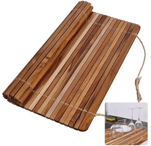HTB Over Sink Dish Drying Rack 17.8'' x 16.1” Teak Wood