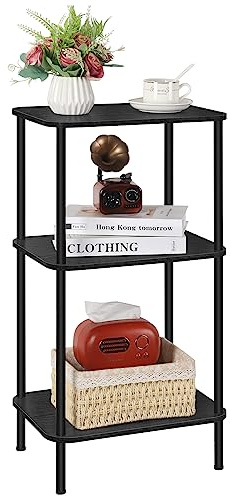 BTY Tall Side Table 3 Tier End Table, 30 Inch H Small End Table with Storage Shelves, Tall Nightstand for Small Spaces Living Room, Bedroom, Home Office,3 Tier Slim Telephone Table
