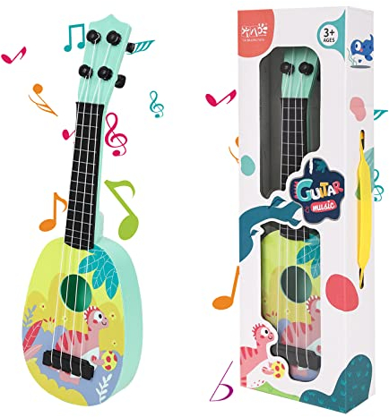 Kindergitarre,37cm Gitarre für Kinder,Mini Gitarre Ukulele Gitarre Spielzeug,Ukulele Instrument mit 4 verstellbaren Saiten Mini-Gitarre für Kleinkinder,Anfänger,Jungen,Mädchen,Geschenk (Style-A)