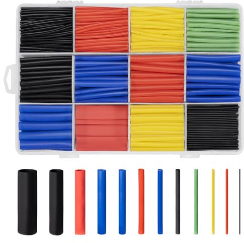 800 unidades Tubo Termoretractil, Funda Termoretractil Resistentes al agua, surtido, negro, azul, rojo, amarillo, verde, 1-13 mm, para Cables Electricos