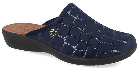 Fly Flot | Classic Woman, Pantofole Donna Coccodrillo, Ciabatta con Tomaia in Velluto, Sottopiede imbottito in Pelle Antishock, Blu, 40
