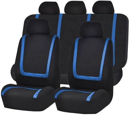 JNNJ 9 Stück Klassisch Autositzbezüge Sitzschoner Auto Schonbezug Autositz, Autositzbezüge Kompletter Satz, Ideale Passform & Perfekter Schutz Für Autositze(Blau)