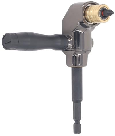 Risegun Accesorio Para Taladro En ángulo Recto, Adaptador de Broca de 90 Grados, Portabrocas Angular con Mango Hexagonal 1/4, Para Atornilladores y Taladros en Espacios Estrechos