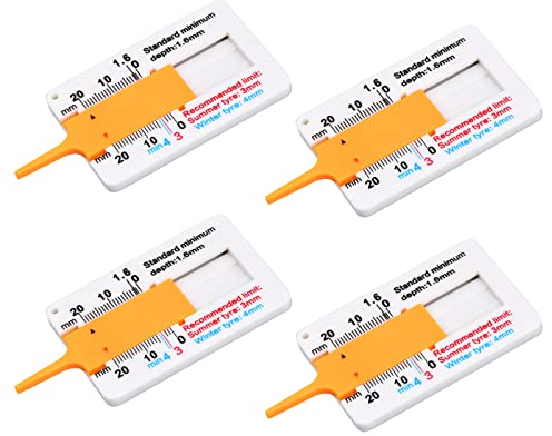 Rapidbok4 Pezzi Spessimetro Pneumatici, Misuratori Spessore Battistrada Profondità del Battistrada, 0-20mm Misuratore di Profondità del Battistrada, Tyre Tread Depth Gauge per Auto Moto Camion