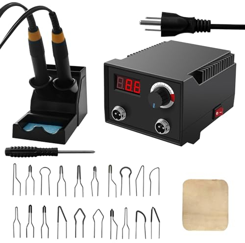Brandmalerei-Set aus Holz, 100 W, Holzbrenner 0 – 650 °C, einstellbare Temperaturkontrolle, mit digitalem Display, Brandmalkolben-Set auf Holz, zum Löten, Gravur, Holz, Leder, Kork, Trinkflasche