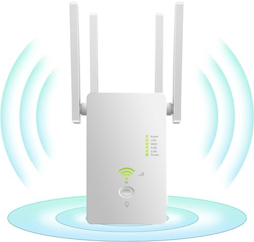 GUHUASHI WLAN Repeater AC1200 WLAN Verstärker 5GHz/867Mbit/s 2,4GHz/300Mbit/s, WiFi Repeater mit AP-Modus/Repeater/Router, 4 Antennen,WiFi Range Extender kompatibel zu Allen WLAN Geräten