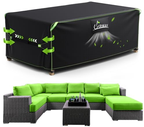 UIRWAY Copertura impermeabile per mobili da giardino, con presa d'aria, 300 x 250 x 100 cm, copertura per mobili da giardino, resistente 420D, con strisce riflettenti