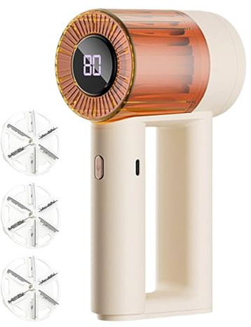 Despelusador Eléctrico para Tejidos - Quitapelusas para Ropa y Afeitadora de Tejidos,Cortadora de 6 Hojas con Pantalla LED, Portátil para Mantas, Sofás, Muebles y Suéteres