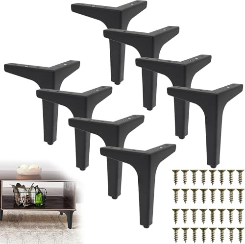 SAMSYOKI 8 Piezas Patas para Muebles Metalicas Patas para Sofas Triangulares de Metal Patas para Mesas con Tornillos DIY Patas para Sofá Armarios Cómoda Aparador Mesita de Noche Camas (15CM)