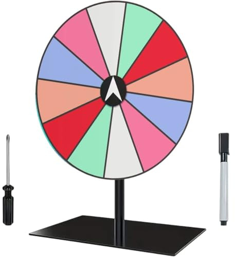 Danlai Ruota dei Premi 12 Slot, Ruota dei Premi con Supporto, Ruota dei Premi Tavolo, Pennarello Cancellabile a Secco, Gioco della Lotteria, Gioco per Coinvolgenti Feste in Casa