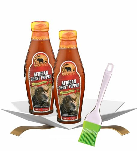 2x Sauce Afr Ghost Pepper 5 oz Bundle with Basting Brush — Bold, Fiery Ghost Pepper Heat for Cooking, Grilling, and Flavorful Spicy Dishes Da Bomb Hot Sauce — Gift Set (3 Items)