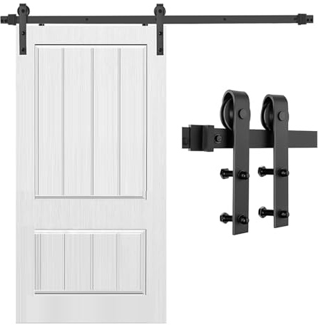 Kit ferramenta per porte scorrevoli a libro Kit ferramenta for porta scorrevole in acciaio al carbonio, nero, 49,2-157,5 pollici(96.4 Track (Single Door))