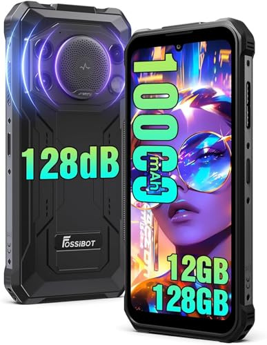 FOSSiBOT F110L 10000mAh Android 15 Teléfono Irrompible, 128dB Super Altavoz Móvil Resistente, 12GB+128GB/1To Movil Todoterreno, 6.745 Pantalla, Cámara 50MP, Dual SIM/OTG/IP68/69K Smartphone