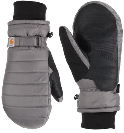 Carhartt Women's Waterproof Insulated Quilted Knit Cuff Mitten, Charcoal, Medium
