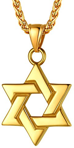 PROSTEEL Collana con Ciondolo a Forma di Stella di David da Uomo, Collana Catenina Oro da 55 + 5 cm, Regolabile, Idea Regalo e Acciaio Inossidabile.