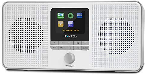 LEMEGA IR4S Radio Internet stéréo WiFi, radio numérique portable DAB/DAB+/FM, Spotify Connect, Bluetooth, double réveil, 60 préréglages, sortie casque, piles et alimentation secteur – Gris