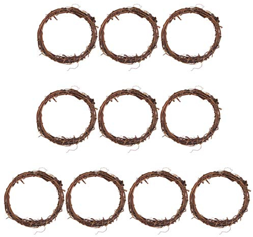 PRETYZOOM 10 Stücke Rattankranz Naturkranz Weinrebe Kranz Dekokranz Türkranz für DIY Basteln Neujahr Ostern Geburtstag Party Wand Tür Hängende Dekoration Ornament Frühlingsdeko 8cm