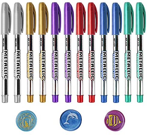 ANBOSE - Bolígrafo de cera para decorar sellos de cera, rotulador metálico de para sello de cera de boda, se adapta a todas las cuentas de sello de cera