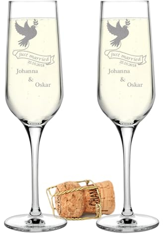 polar-effekt 2 bicchieri da spumante con incisione come regalo di nozze, bicchieri decorativi fai da te per spumante come regalo per anniversario di matrimonio, come regalo personalizzato per