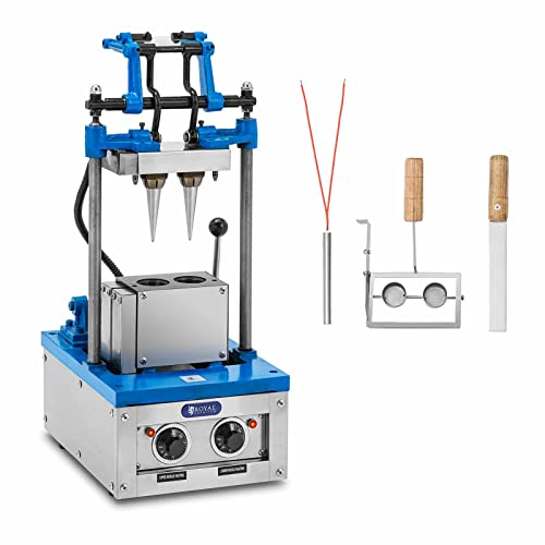 Royal Catering RC_WMS_12 - Piastra per waffle per waffle, 50-60 cialde/h 47 x 112 mm 2100 W per waffle gelato