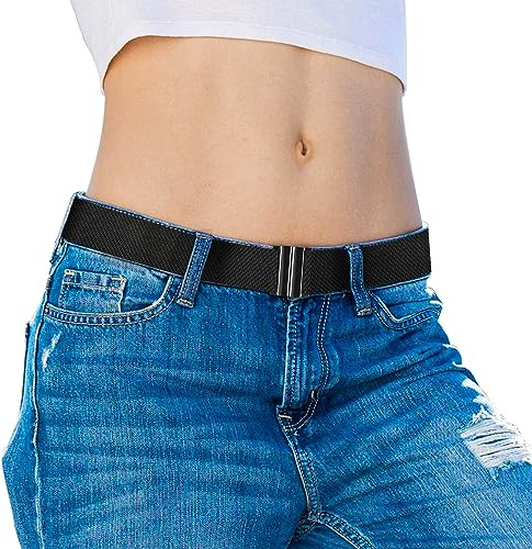 TOURZOO No Show Invisible Belt for Women/Men Elastic Web Strap Waist Stretch Belt with Flat Buckle for Jeans Pants Dresses