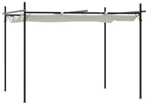 vidaXL Pergola avec Toit Rétractable, Abri de Soleil, Tonnelle, Pavillon de Jardin Patio Terrasse Arrière-Cour Extérieur, Crème 295x292x230 cm
