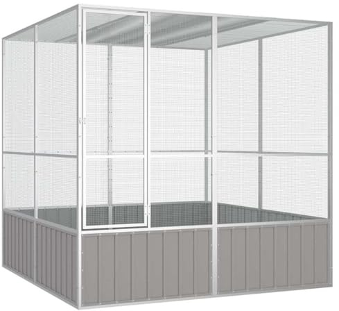 Emmtore Jaula de Pájaros Aves Pajareras Palomas Casita Acero Galvanizado Gris 213.5 x 217.5 x 211.5 cm