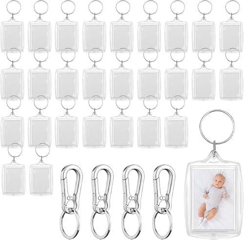 ZMDMAH DAKLUNAR nyckelring för foto, 30 st. akryl nyckelring foto dubbelsidig, bild fotonyckelring tom till födelsedag årsdag hantverk present familj vänner 5,5 × 4, transparent, konventionell