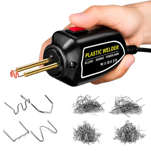 100 W plastsvetsmaskin för plast: Plast reparationsset Plastic Welder Kit med 200 st. svetspikar för svetsning av bildelar, stötfångare, leksaker, dagliga plastartiklar