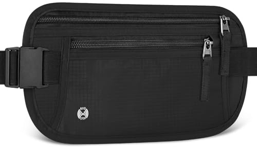 Aucuu Geldgürtel für Damen und Herren, Diebstahlsicher Flache Bauchtasche mit RFID-Schutz, Ultraflach Versteckte Geldgürtel, Reise Bauchtasche für Reise Sport, Passt für Reisepass, Telefon und Bargeld