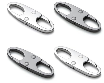 zelin 4pcs Zipper Clips Anti Theft, Airplane Gadgets and Travel Essentials, Excellent Metal Small Carabiner Clip for Backpacks and Anti Theft Crossbody Bags for Women (2Grey, 2Silver)
