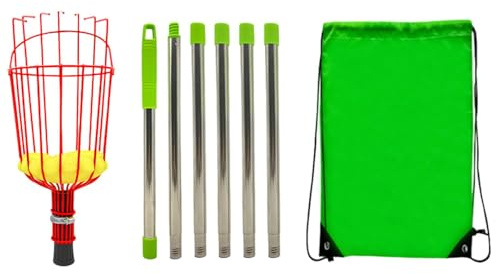 Del Cueilleur de fruits avec panier - Extension télescopique en acier inoxydable, design amovible antirouille | Outil de cueillette de fruits, porte-gobelet, abricot