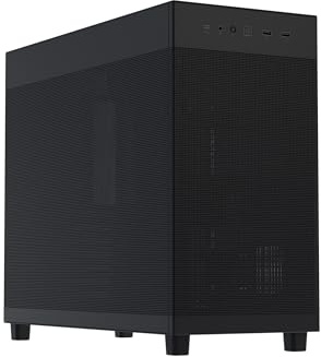 ASUS Prime AP303 ATX PC Case, Mesh Panel Design, Pre-Installed Fan, GPU Support up to 360mm, 360mm Radiator Support, 180mm ATX PSU, 20Gbps USB Type-C, 2 Year Warranty