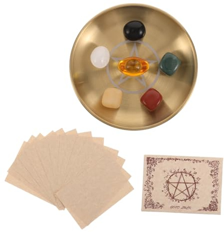 Homoyoyo Plateau Autel Métal pour Pierres Autel et Bougies Plat de Divination et Rituel Décoratif Bol Plat pour Cristaux et Objets de Collection
