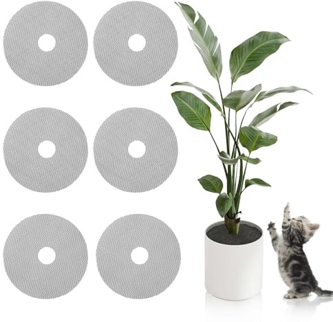 Yitexin 6 griglie per vasi per piante, 30 cm, tagliabili, protezione rotonda per il suolo, protezione per vasi da fiori da gatti, animali domestici, scavare in interni ed esterni (6 pezzi)